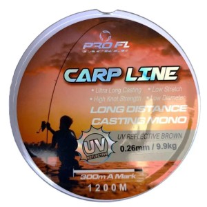 Монофилно влакно PRO FL Carp Line – Long Distance Brown 1200m с маркер на 300м