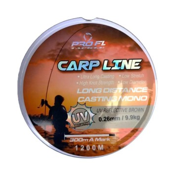 Монофилно влакно PRO FL Carp Line – Long Distance Brown 1200m с маркер на 300м