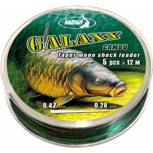 Конусен шок лидер KATRAN GALAXY CAMO, 0.47-0.28 mm, 5x12 m Конусен шок лидер KATRAN GALAXY CAMO, 0.47-0.28 mm, 5x12 m